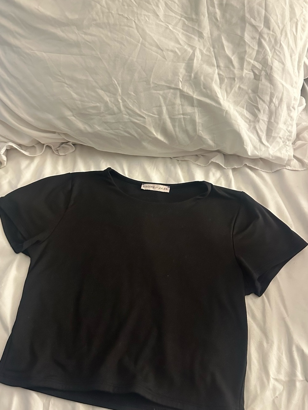 Sincerely Jules Black Short Sleeve Crop Top